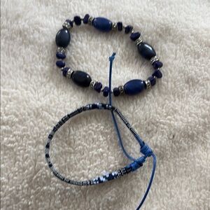 Boho Blue Beaded Bracelet Duo